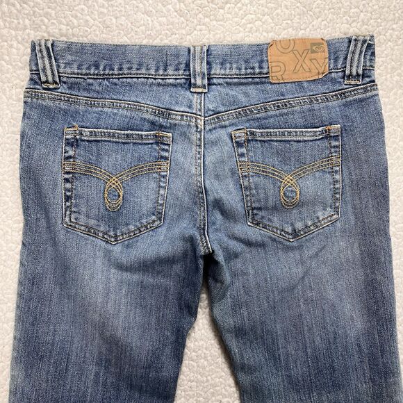 Roxy Sunset Beach Flare Jeans Women’s 7 (31x31) Blue Y2K Boho Western Rodeo Surf - Picture 4 of 14